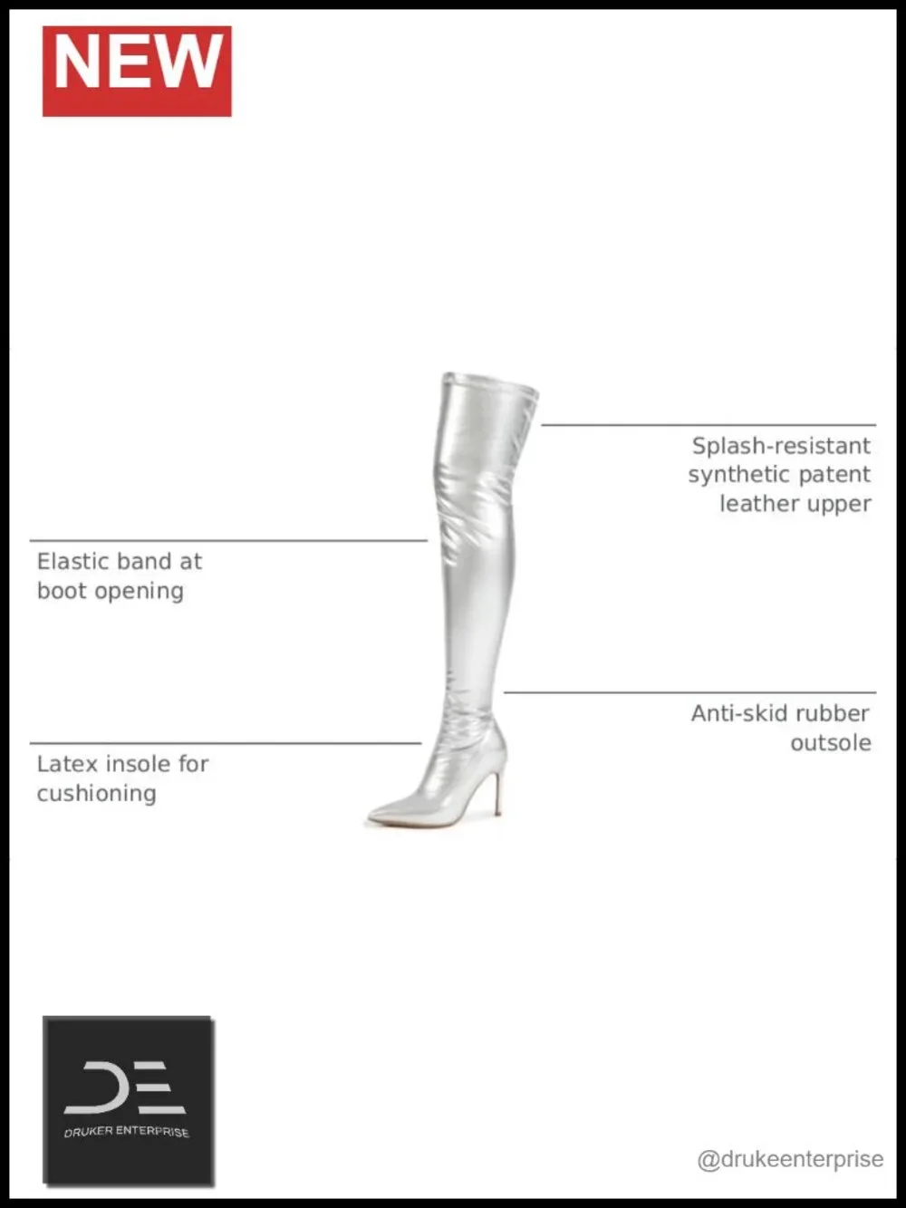 Thigh High Boots Pointy Toe Stiletto Over The Knee Heels 9.5CM